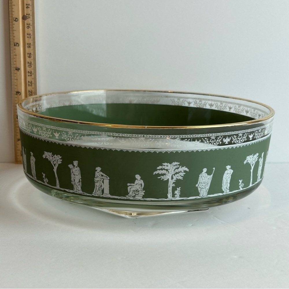 Vintage Jeanette Hellenic Green Serving Bowl
